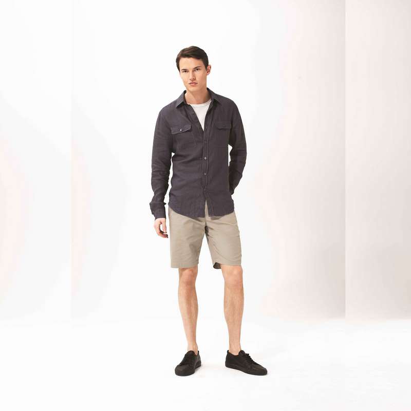 Short droit en coton, Beige, large image number 2