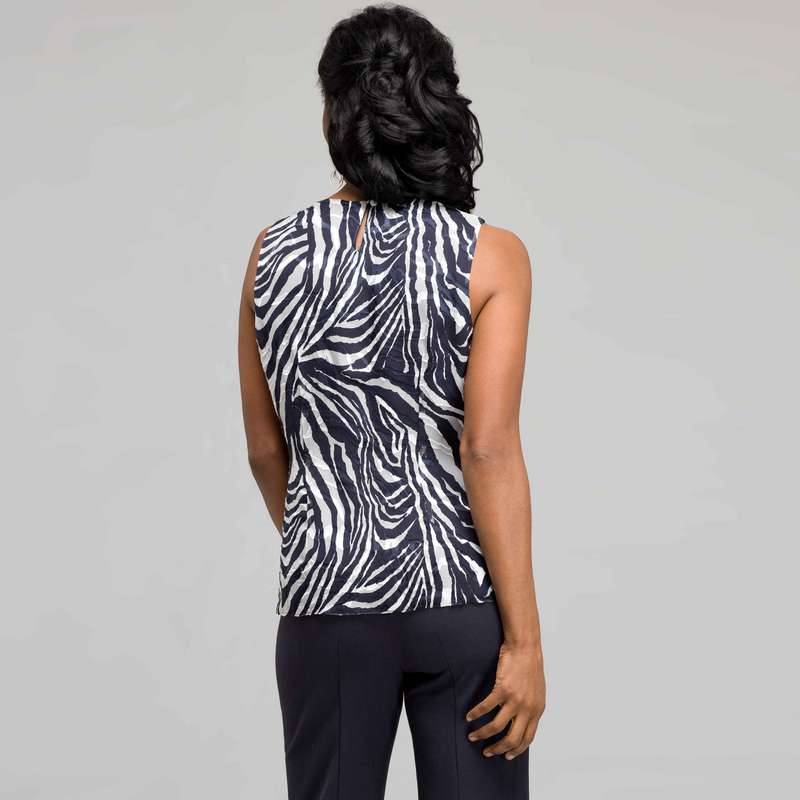 Sleeveless Zebra Print Blouse, , large
