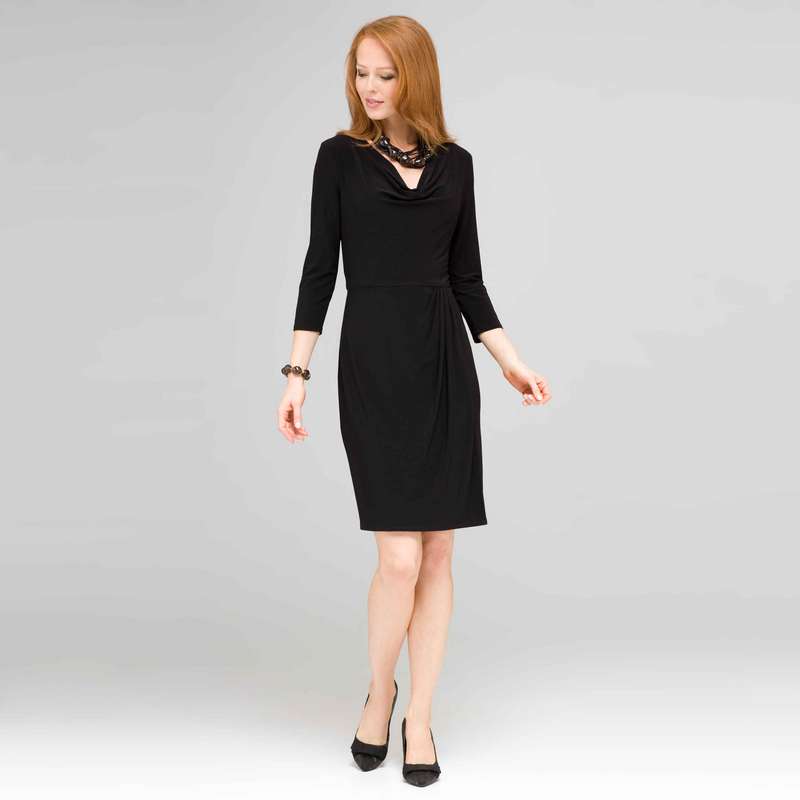 Cowl Drape Sarong Dress, , large