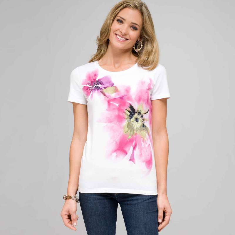Floral Print Tee, , large