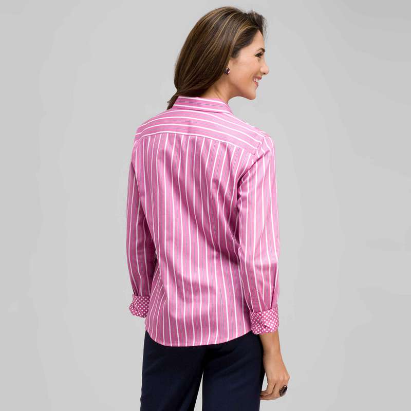 Chemise ray&eacute;e avec manchettes &agrave; pois, Cama&iuml;eu lavande, large image number 1