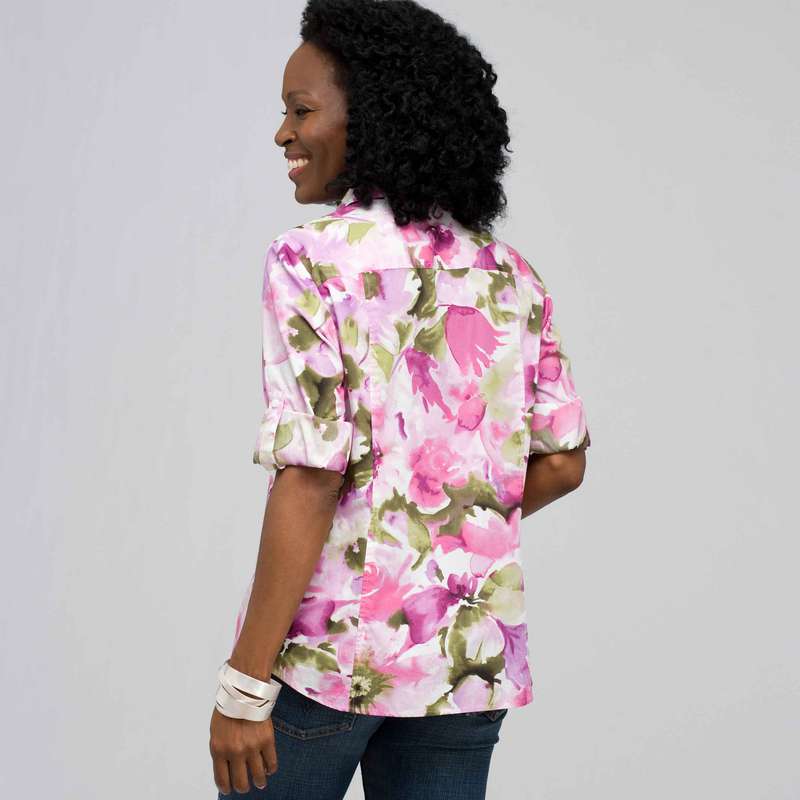 Roll Sleeve Floral Shirt, , large