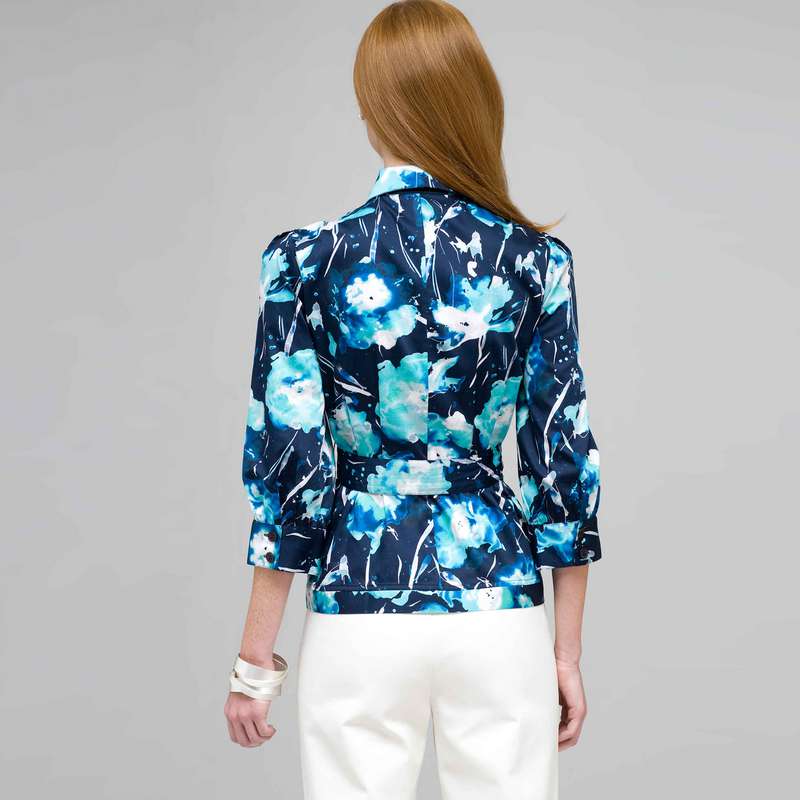 3/4 Button Down Top with Tie Front, , large