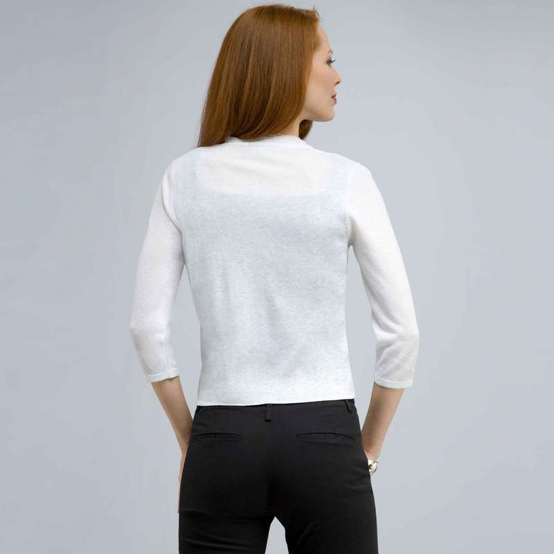 Gilet &agrave; bordure tiss&eacute;e, Blanc, large image number 1