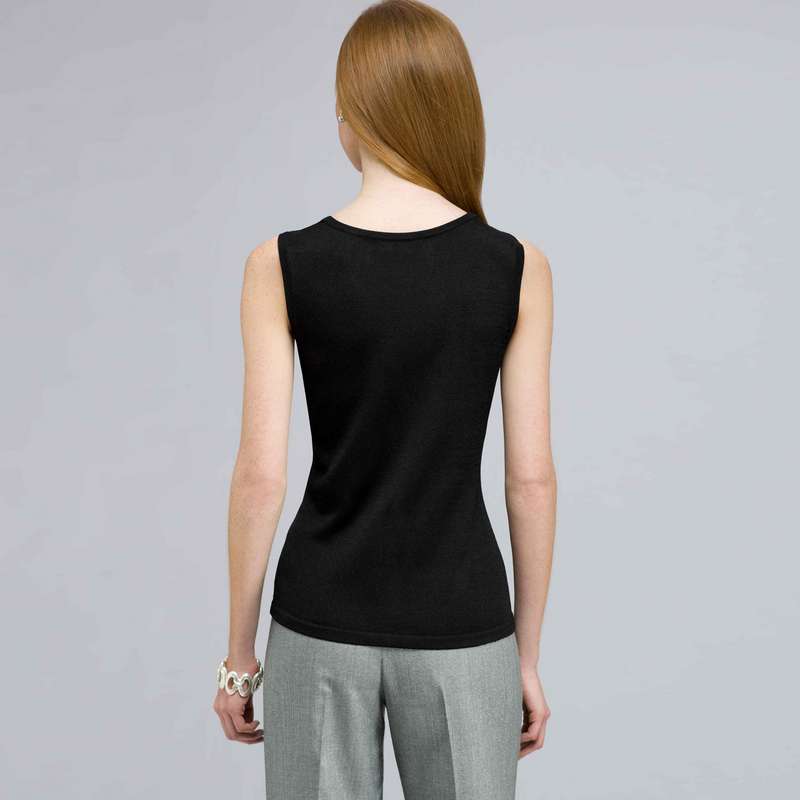 Sleeveless Scoop Neck Shell., , large