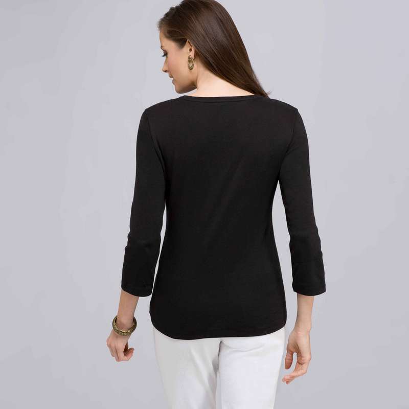 3/4 Sleeve V-Neck Top, , large