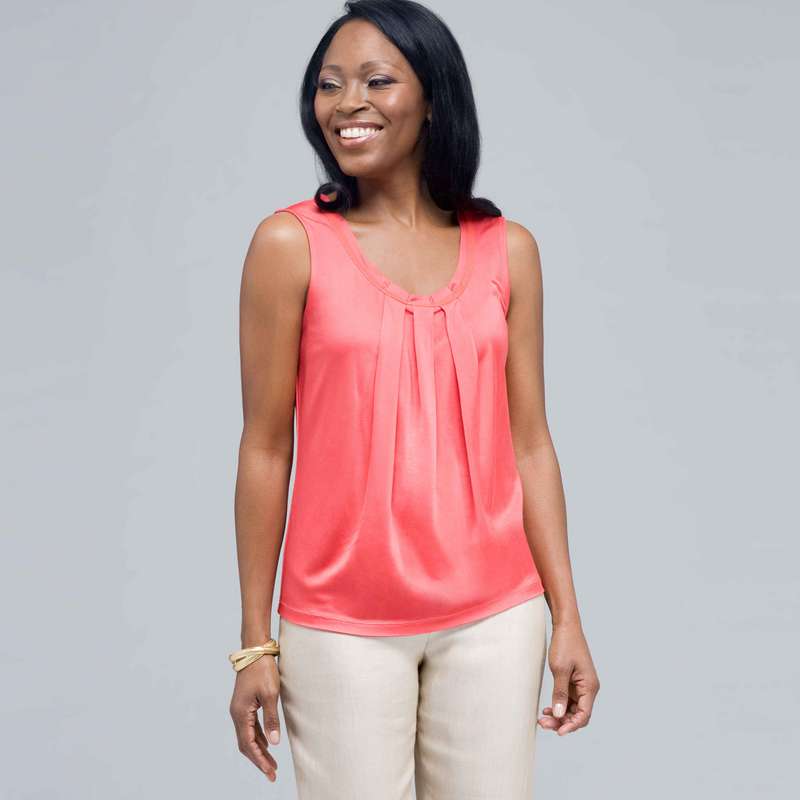 Sleeveless Pleated Top., , large