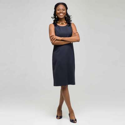 Abito rigato blu, Blu marino mélange, medium