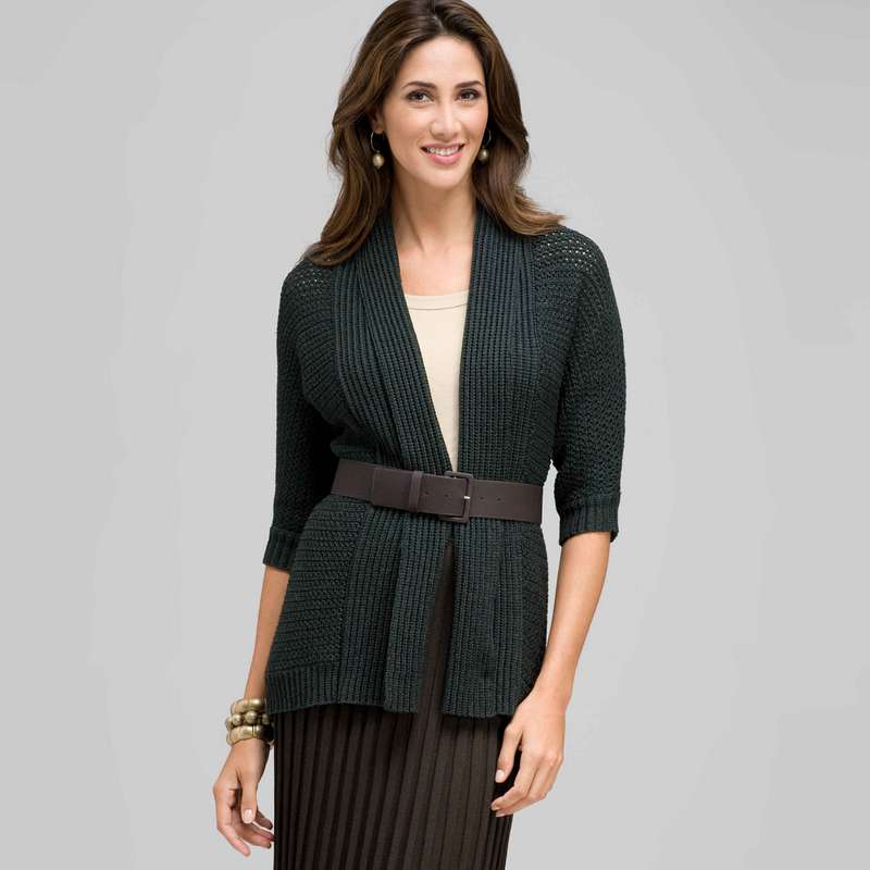 Novelty Stitch Belted Cardigan, , large