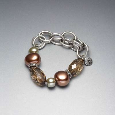 Bracelet en perles vertes et marron