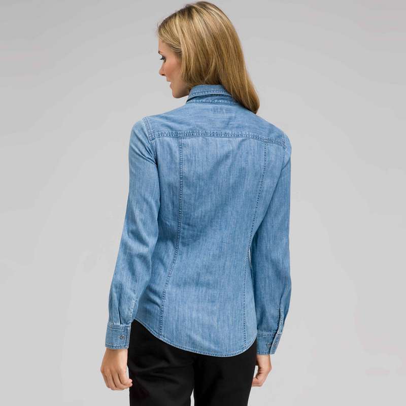 Long Sleeve Denim Button Down, , large