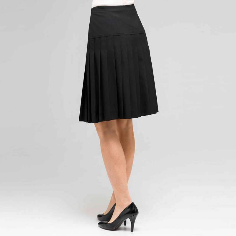 Side Button Pleated Skirt, , large