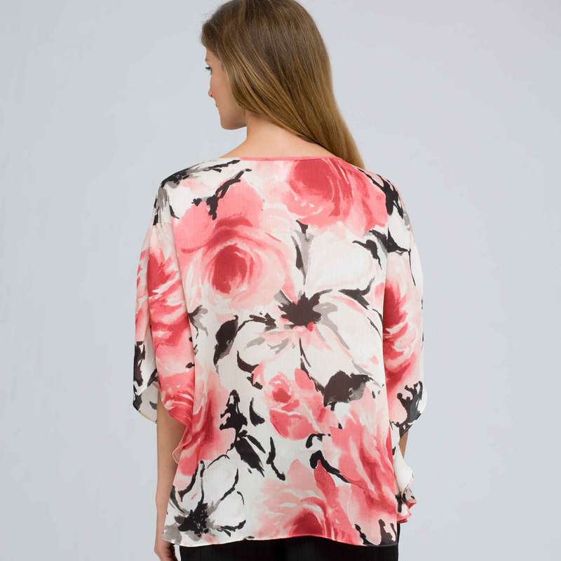 Floral Poncho Blouse, , large