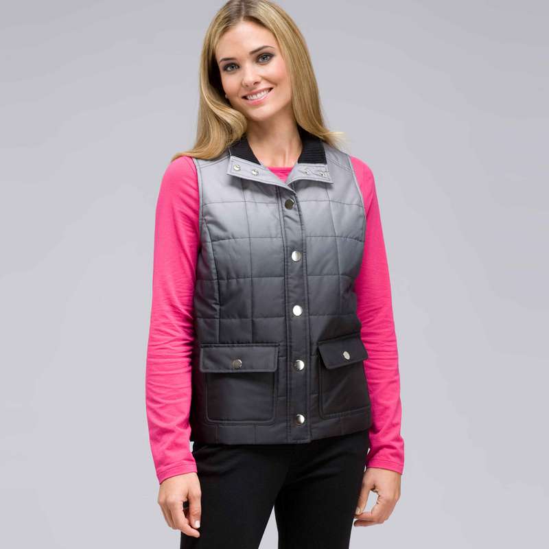 Mock Neck Quilted Vest, , large